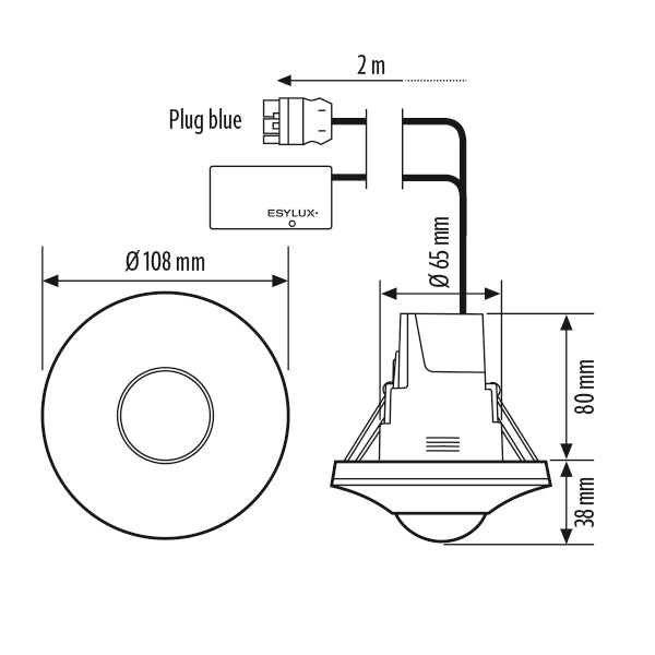 ESYLUX Präsenzmelder-Bus DALI UP ws 3m PD-C 360bt/8 APC30 HCL PS plus DALI v53-