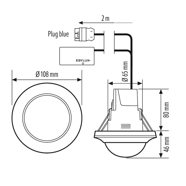 ESYLUX Präsenzmelder-Bus DALI UP ws 3m PD-C 360bt/24 APC30 HCL PS plus DAL v76-