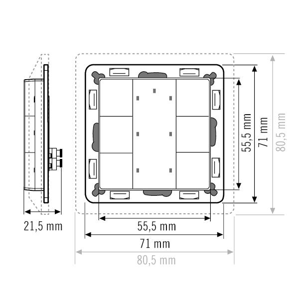 ESYLUX Tastsensor DALI UP ws mt 6f 6pkt PUSH BUTTON x6 DALI-2 WH inkl.Ankoppl