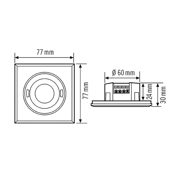 ESYLUX Präsenzmelder-Bus KNX UP v0-180° FLAT PD- 360i/8 SQUARE WHITE KNX 0-360°