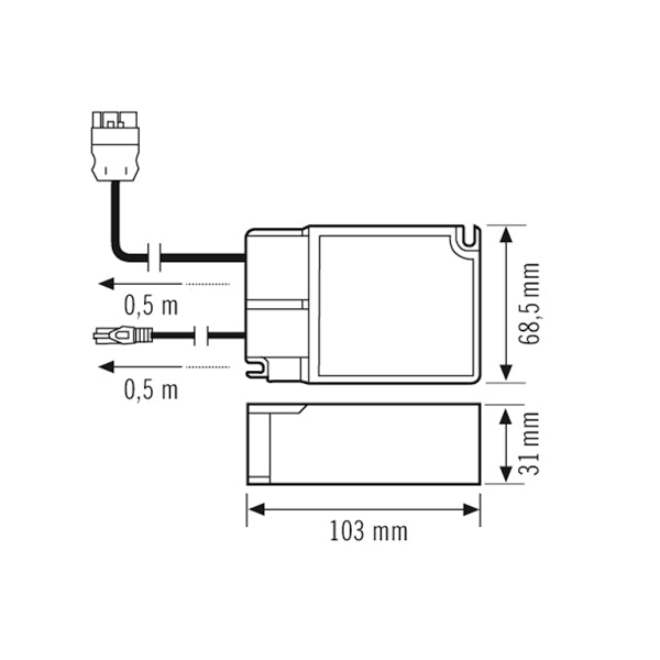 ESYLUX LED-Steuerung 30W 700mA 6-42V dyn DRIVER-SET 30W 700mA RJ45 WAGO WINS DALI