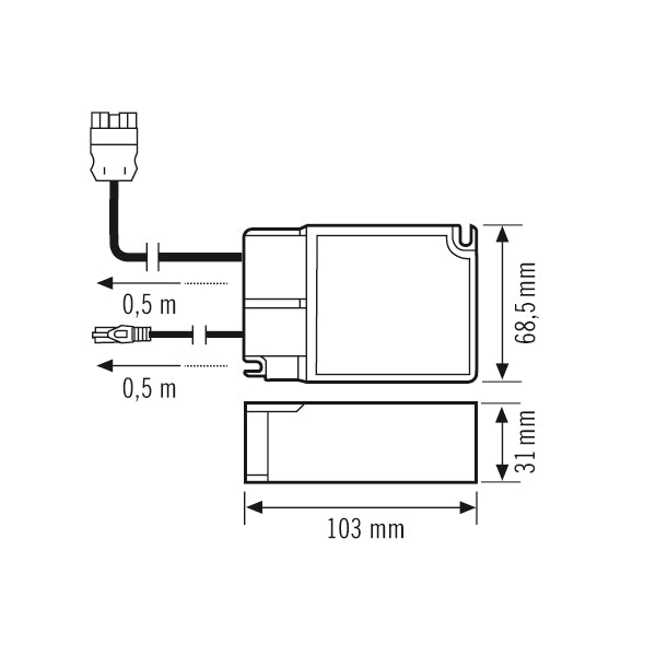 ESYLUX LED-Steuerung 30W 700mA 6-42V dyn DRIVER-SET 30W 700mA RJ45 WIELAND G DALI
