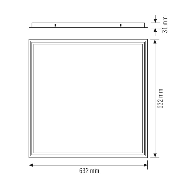 ESYLUX Einbaurahmen ws Alu L632mm B632mm JUNA MOUNTING FRAME 600 FM WH H31mm