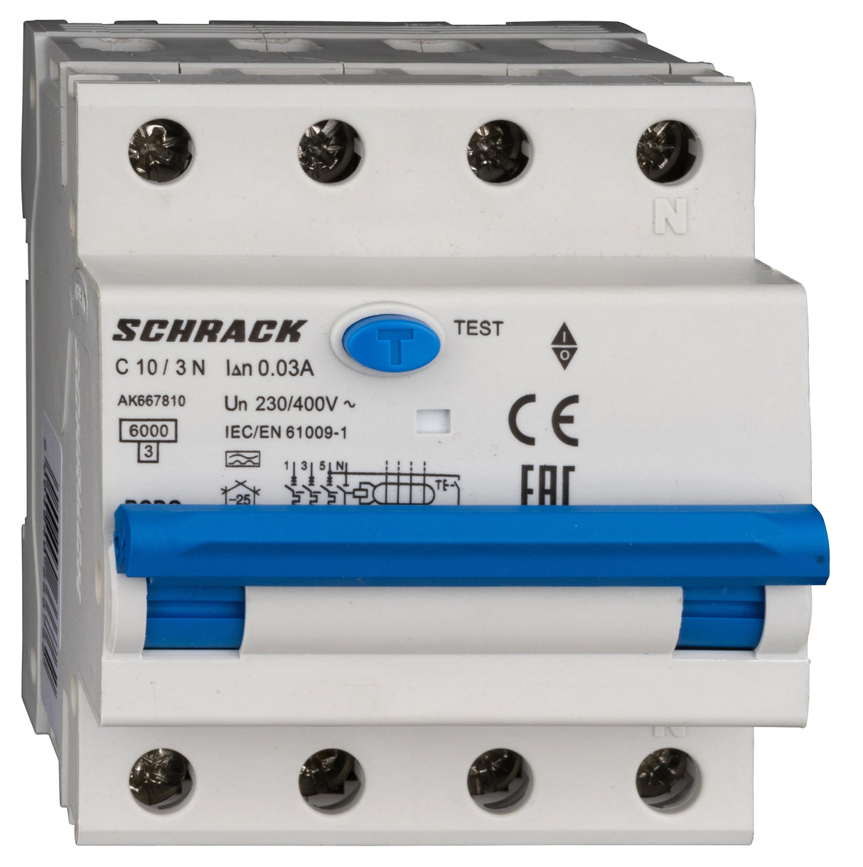 FI/LS-Schalter 3+N, AMPARO, 6kA, C 10A, 30mA, Typ A