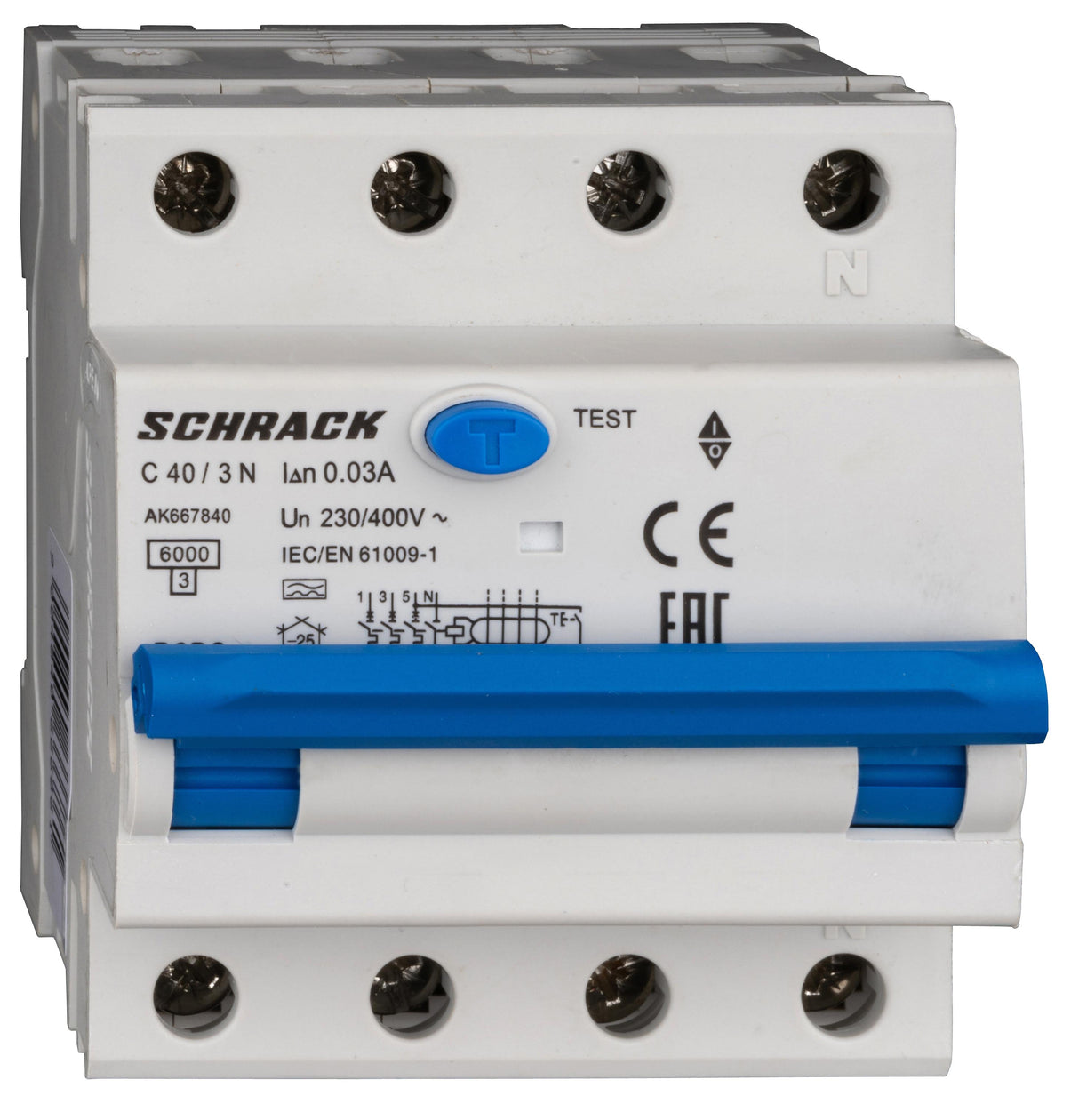 FI/LS-Schalter 3+N, AMPARO, 6kA, C 40A, 30mA, Typ A