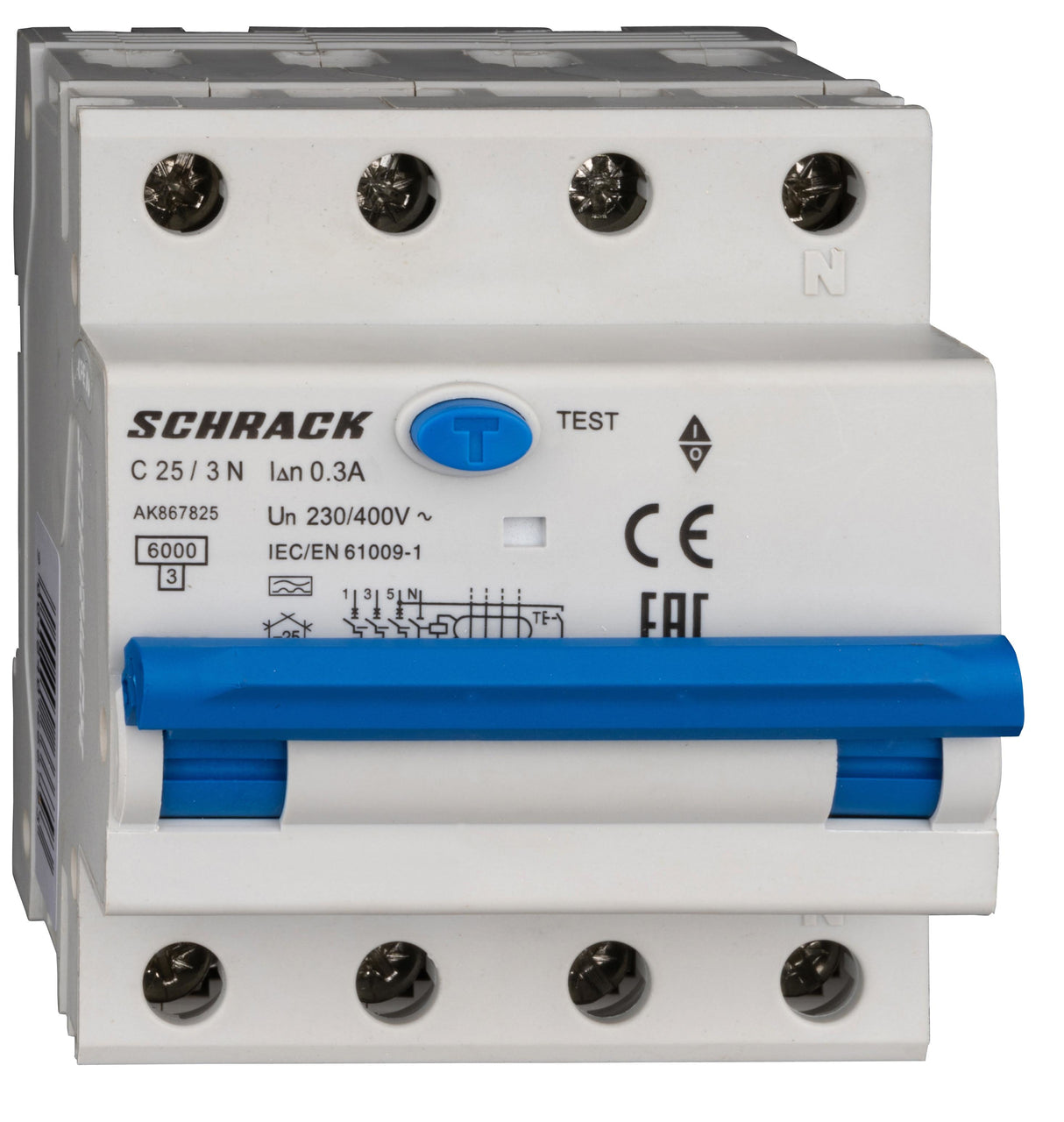 LS-FI-Schalter 3+N, AMPARO, 6kA, C 25A, 300mA, Typ A