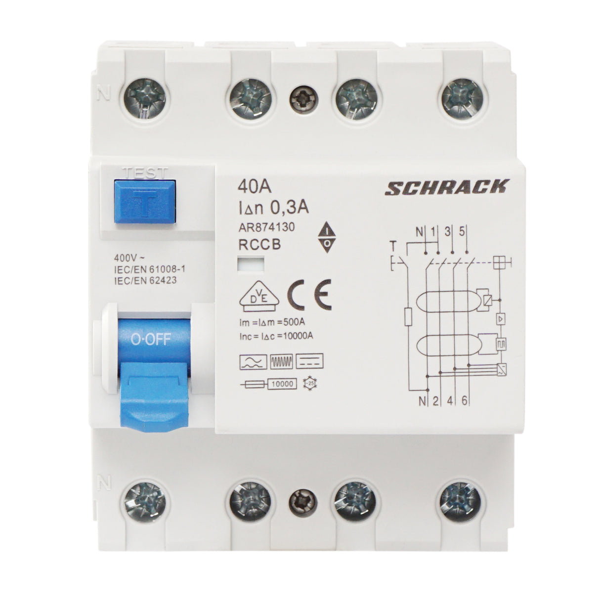 FI-Schutzschalter AMPARO, 10kA, 40A, 4-polig, 300mA Typ B