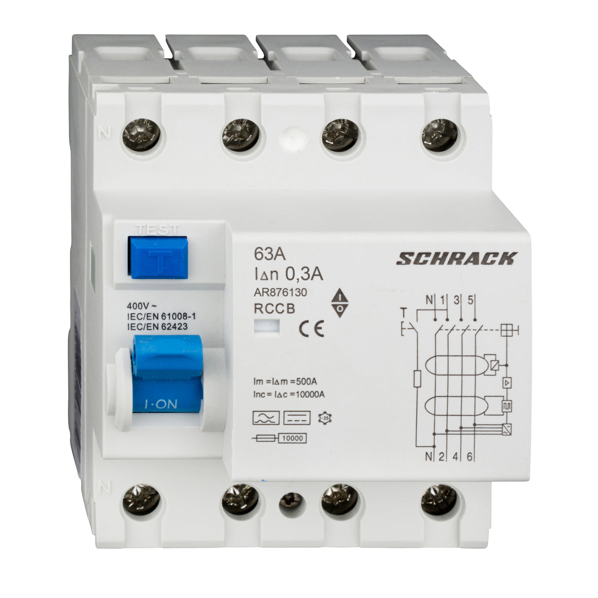 FI-Schutzschalter AMPARO, 10kA,63A, 4-polig, 300mA, Typ B