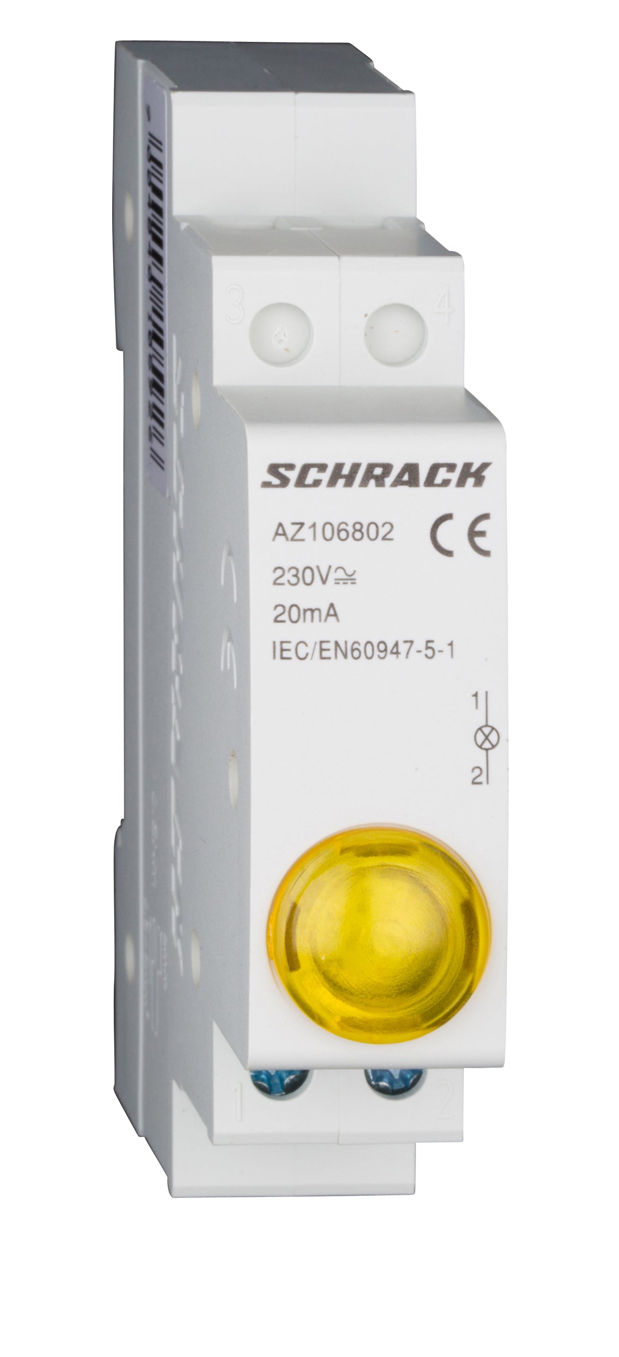 Reiheneinbau-Einzel-LED AMPARO, gelb, 230VAC