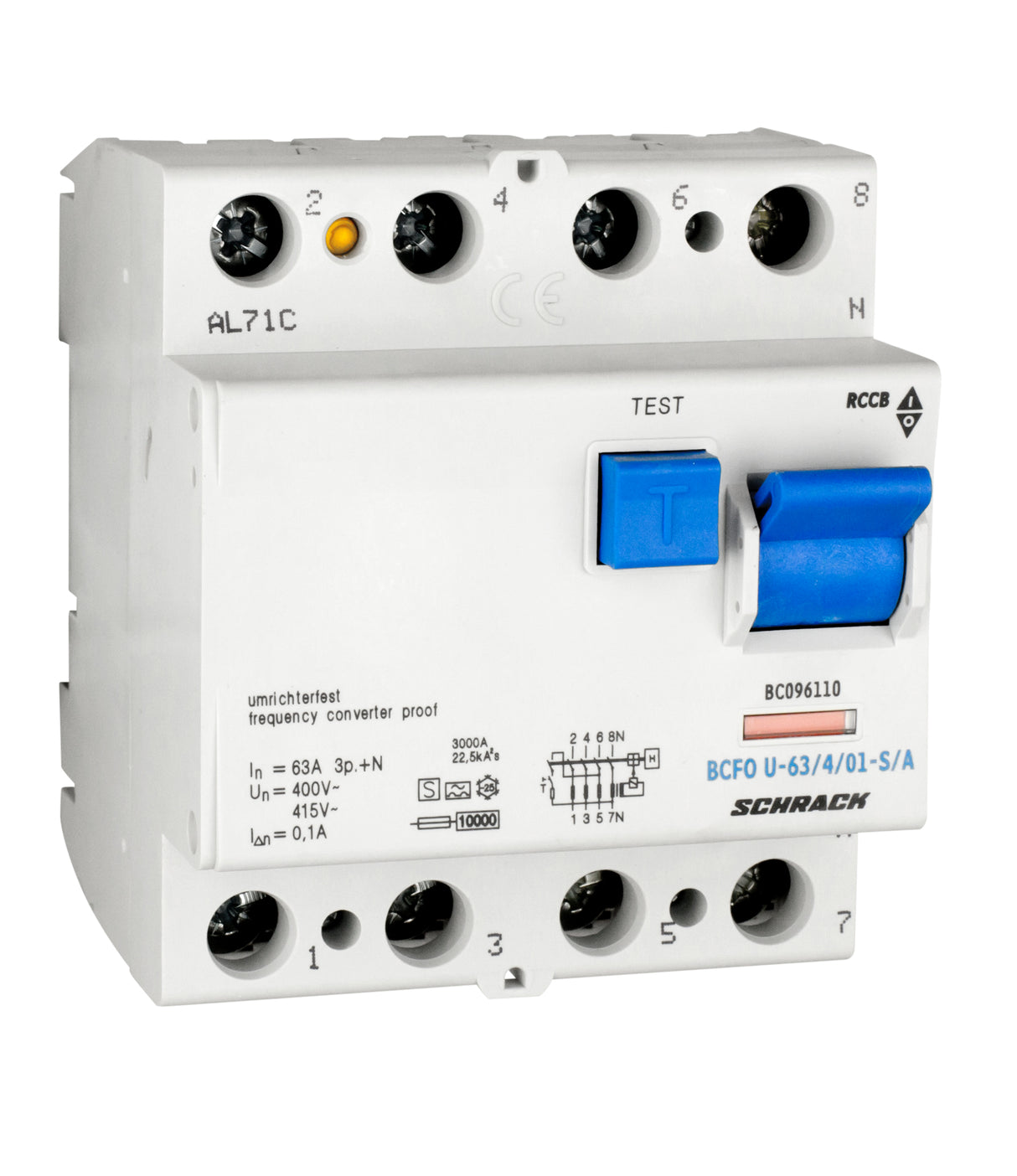FI-Schalter, FU fest, 63A, 4-polig, 100mA, Bauart S, Typ A