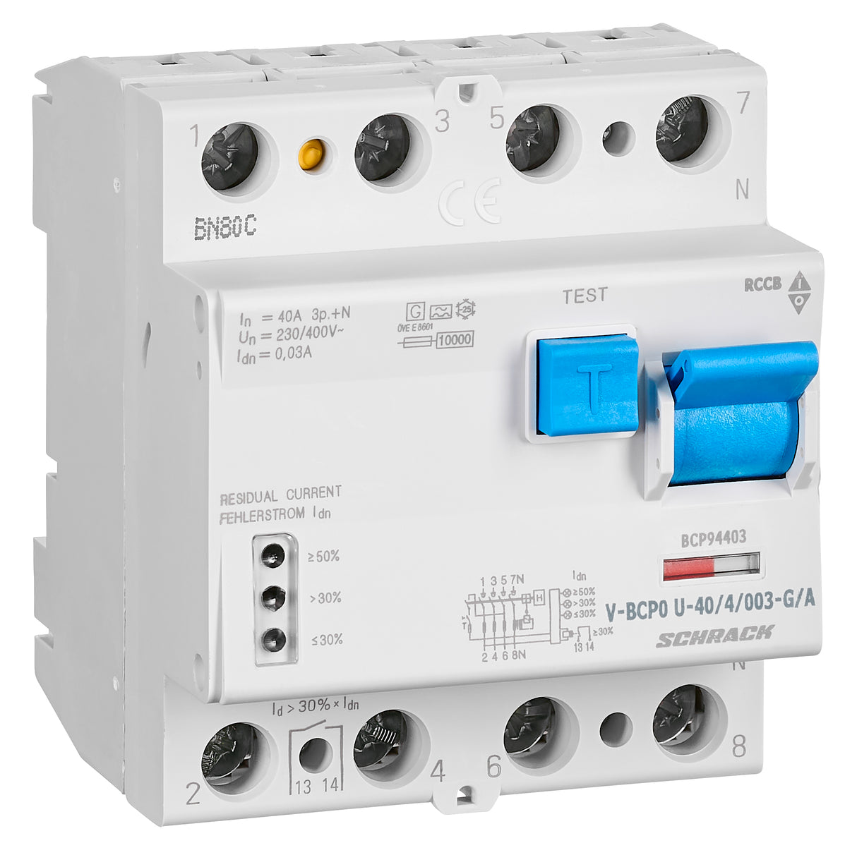 PRIORI FI-Schalter 40A, 4-polig 30mA, vsf, G, Typ A, FU-fest