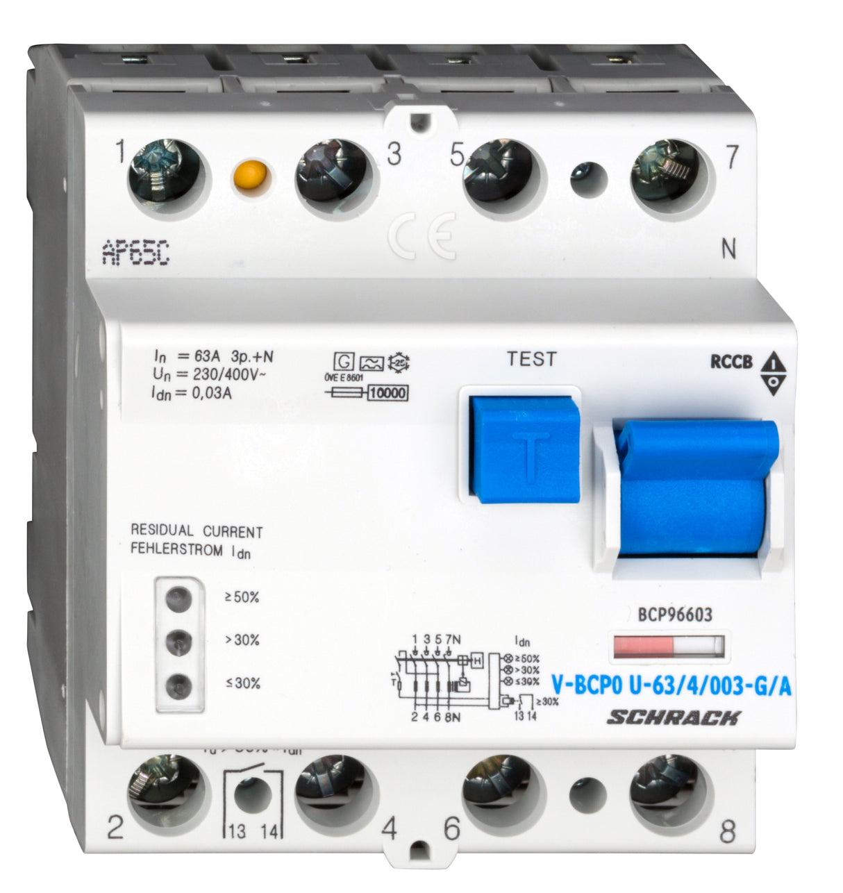 PRIORI FI-Schalter 63A, 4-polig,30mA,vsf, G, Typ A, FU-fest