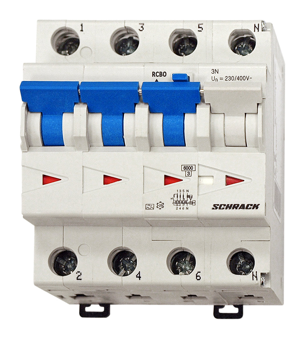 FI/LS-Schalter, Kennlinie D, 16A, 30mA, 3+N, Typ A, 6kA