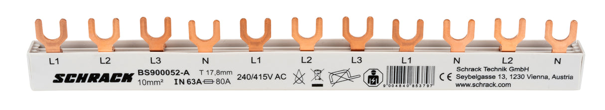 Foto: Verschienung 1xFI 4-polig, 1xLS 3-polig, 2xLS 1+N,11TE,10mm²