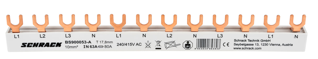 Verschienung 1xFI 4-polig, 4xLS 1+N, 12TE, 10mm²