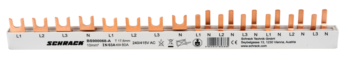Foto: Verschienung, 1xFI 4-polig, 1xLS 3+N, 6xLS 1+N/1TE, 14TE