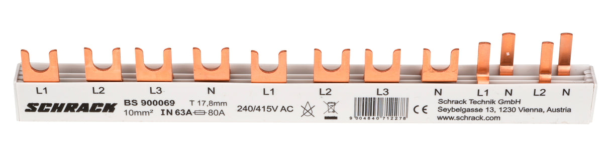 Verschienung 1xFI 4-polig, 1xLS 3+N, 2xLS 1+N/1TE,10TE,10mm²
