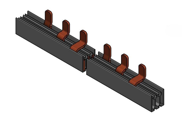 Foto: Stiftverschienung 35mm², TE=27mm, 3-polig, 1m