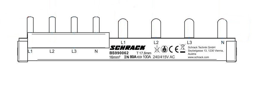 Verschienung 1xÜA und 1xD0, 4-polig, 16mm²