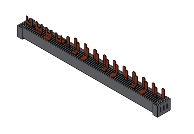 Foto: Verschienung, 1xFI 4-polig, 10xLS 1+N/1TE, 14TE