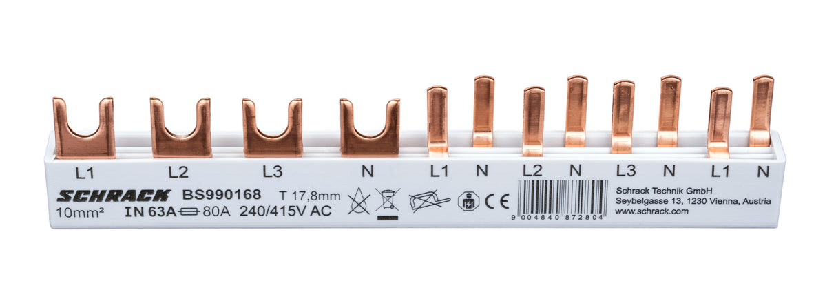 Verschienung, 1xFI 4-polig, 4xLS 1+N/1 TE, 8TE