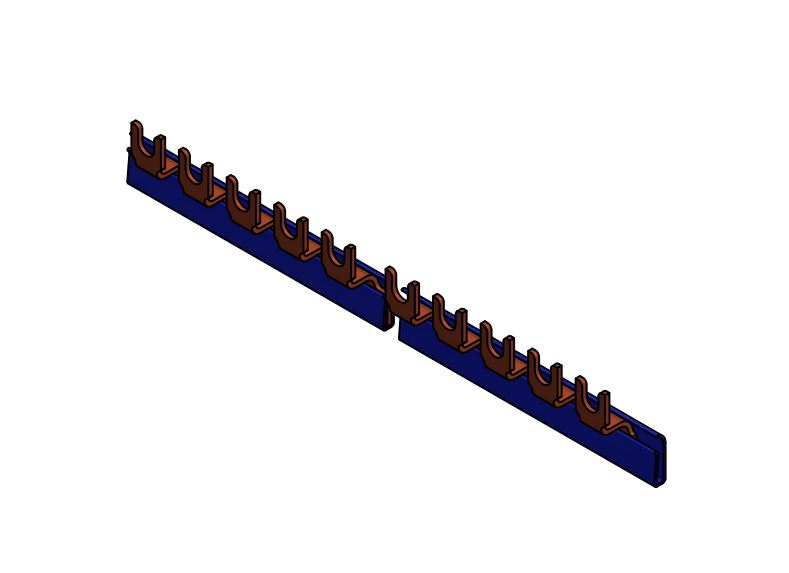 Gabelverschienung N-Leiter, ausbrechbar, 16mm², 1m, blau