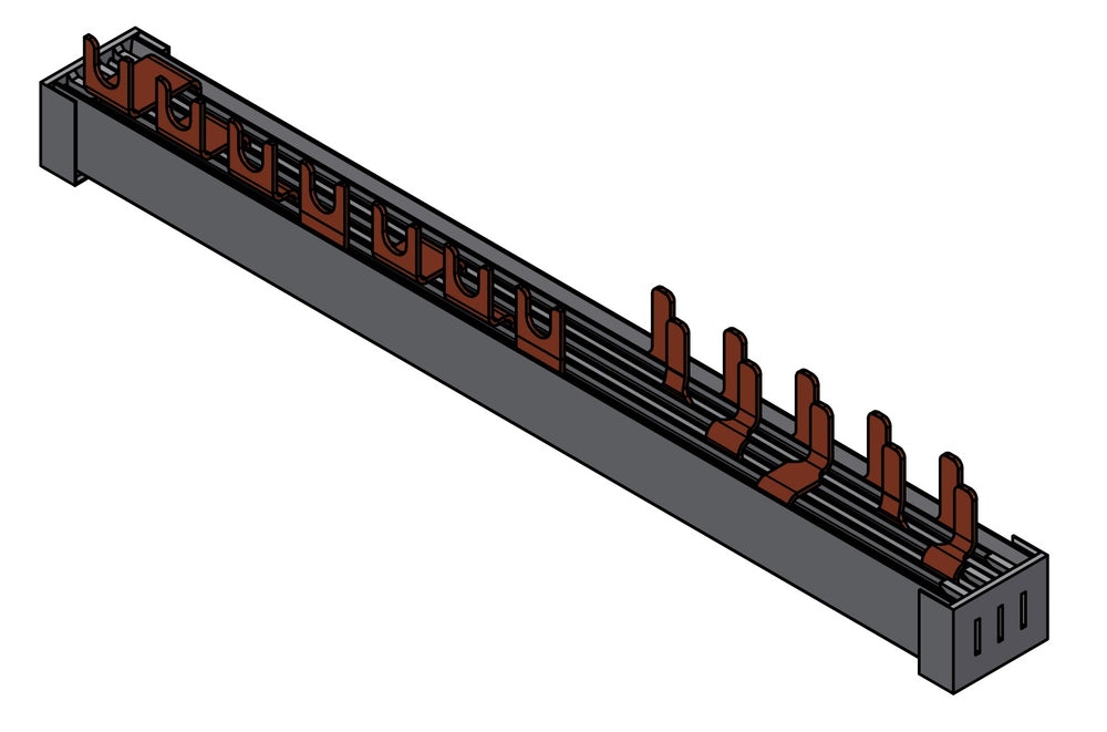 Foto: Verschienung, 1xFI AR-A, 1xLS 3-polig, 5xLS 1+N/1TE, 12TE