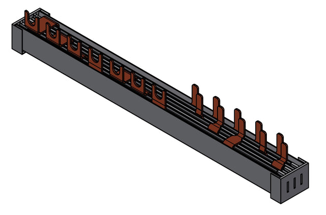 Foto: Verschienung, 1xFI AR-A, 1xLS 3-polig, 5xLS 1+N/1TE, 12TE