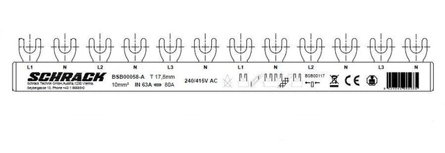 Foto: Verschienung 6 x LS 1+N, 4-polig, 12TE, 10mm²