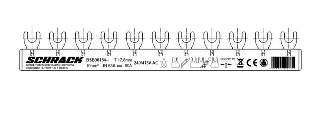 Foto: Verschienung 1xFI 4-polig, 8xLS 1-polig, 11 TE, 10 mm²