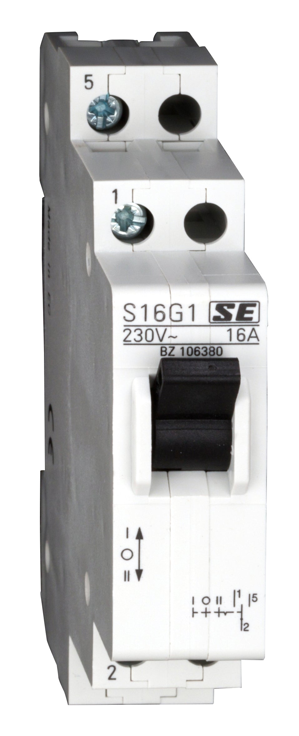 Reiheneinbau-Umschalter, 1 Wechsler, 1-0-2, 16A