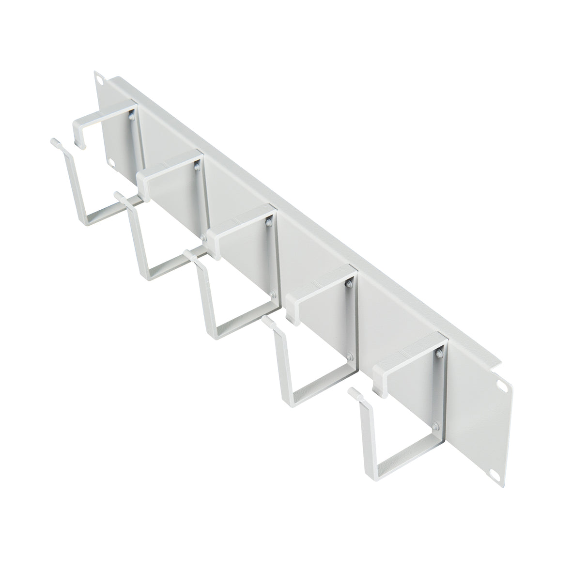 19" Kabelführungspanel, 2HE, 5 Metall-Ringe 63mm, RAL7035