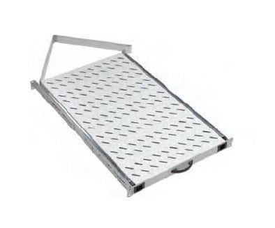 Foto: 19" Fachboden ausziehbar, 1HE, 50kg Last, T=720mm, Lichtgrau