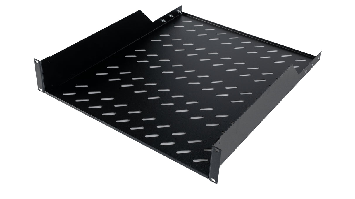 19" Fachboden Fix, 2HE, bis 50kg Last, T=550mm, Low Profile