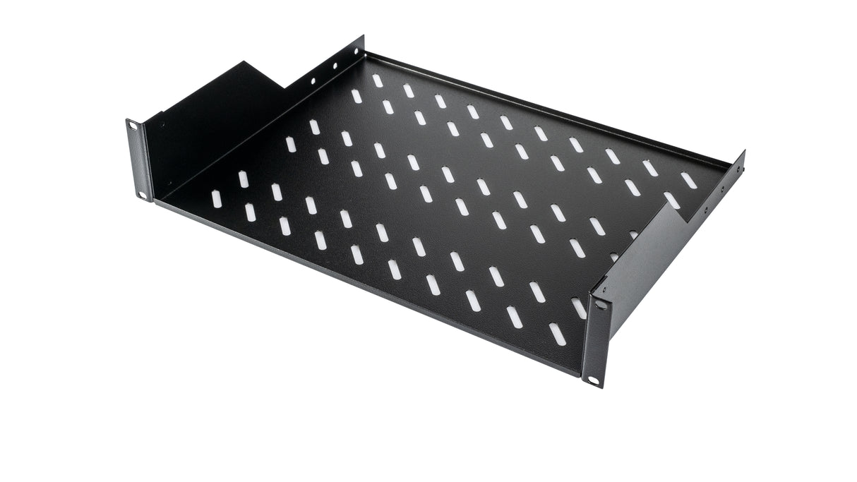 19" Fachboden Fix, 2HE, bis 30kg Last, T=350mm, Low Profile
