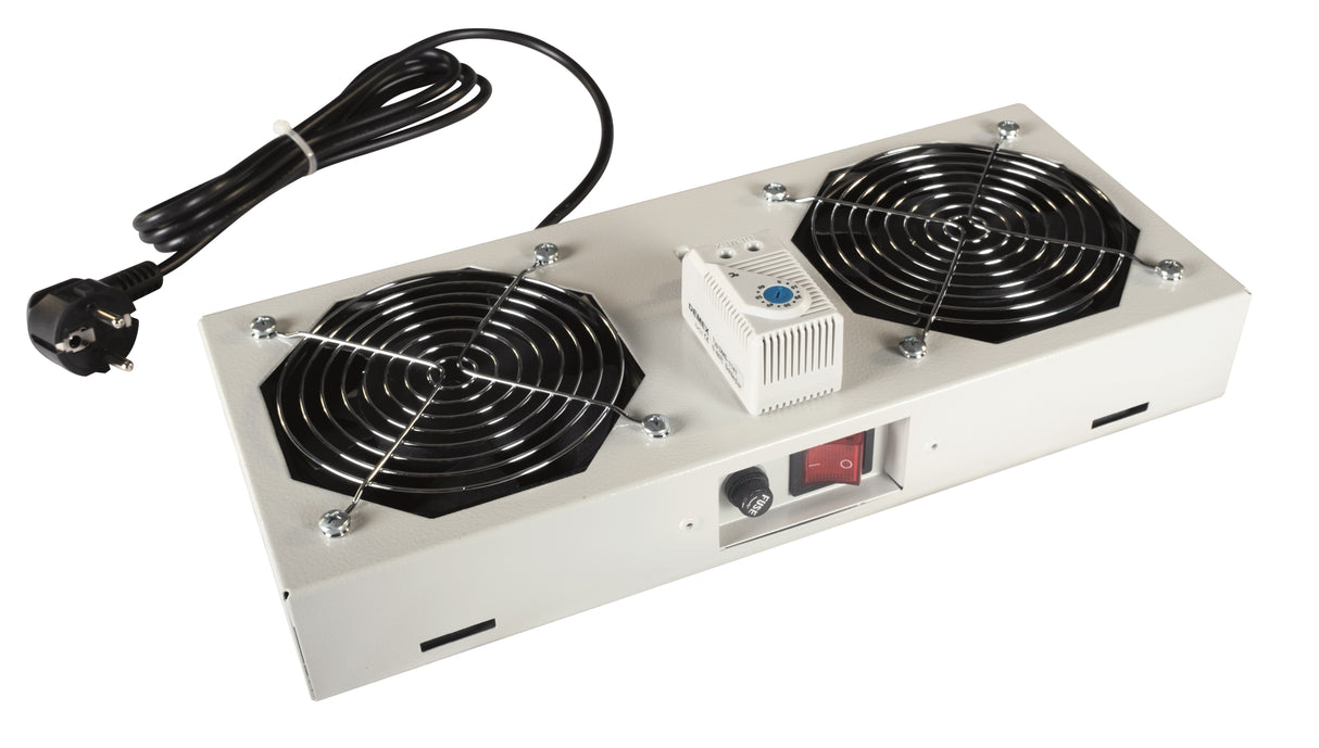 Dach-Lüfter 2-fach für S-RACK, Analoger Thermostat, RAL7035