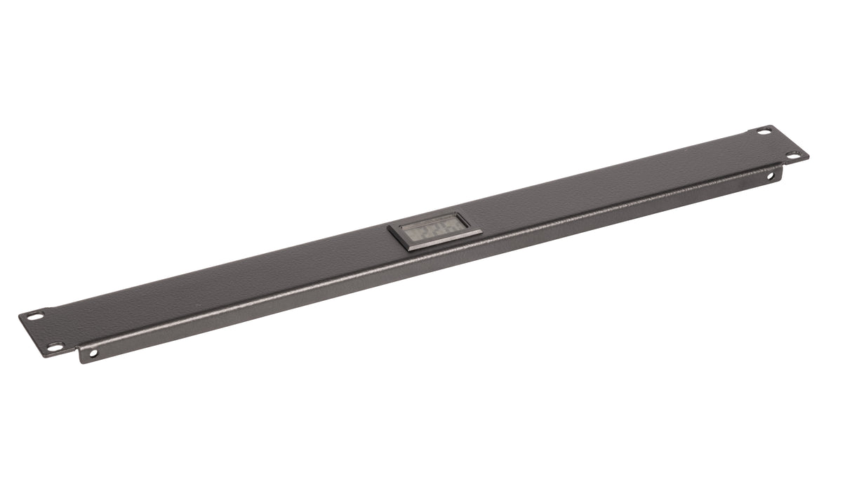 19" Panel mit LCD Temperaturanzeige, 1HE, RAL9005 Schwarz