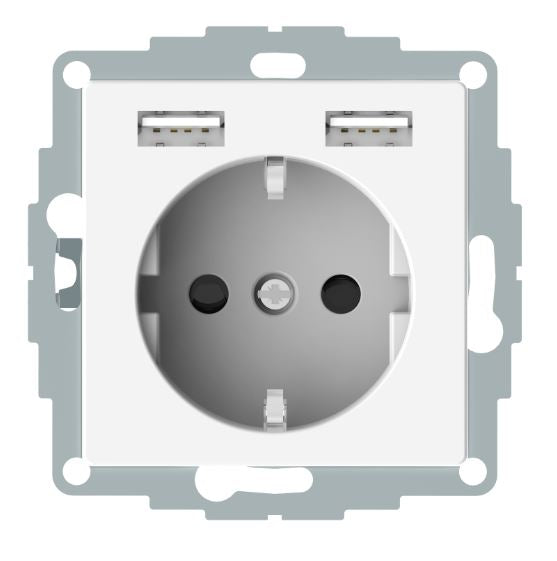 Foto: Steckdoseneinsatz USB Ladegerät 2,4A, reinweiß, Steckklemme