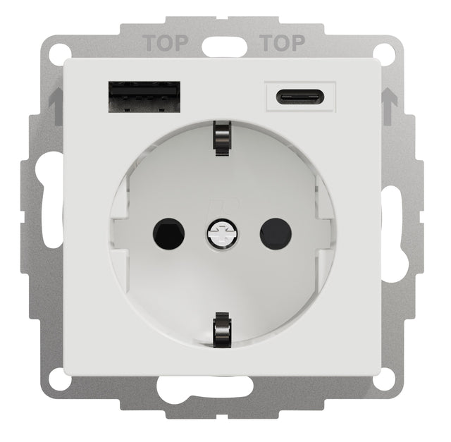 Foto: Steckdoseneinsatz mit USB Typ A+C, 2,4A, reinweiß