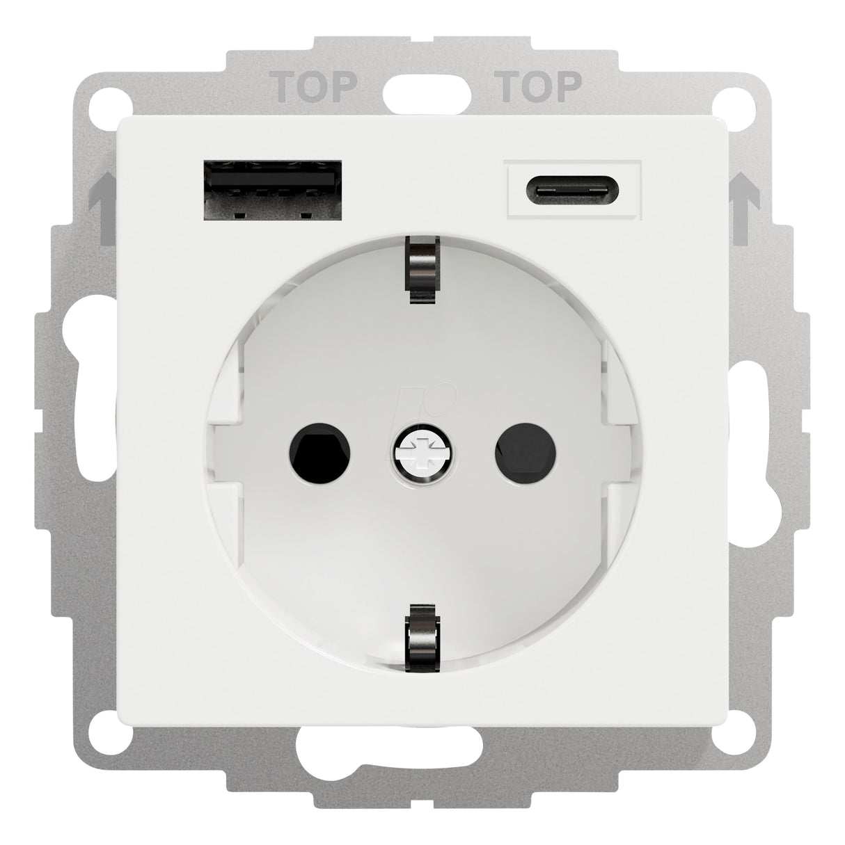 Steckdoseneinsatz mit USB Typ A+C, 2,4A, reinweiß