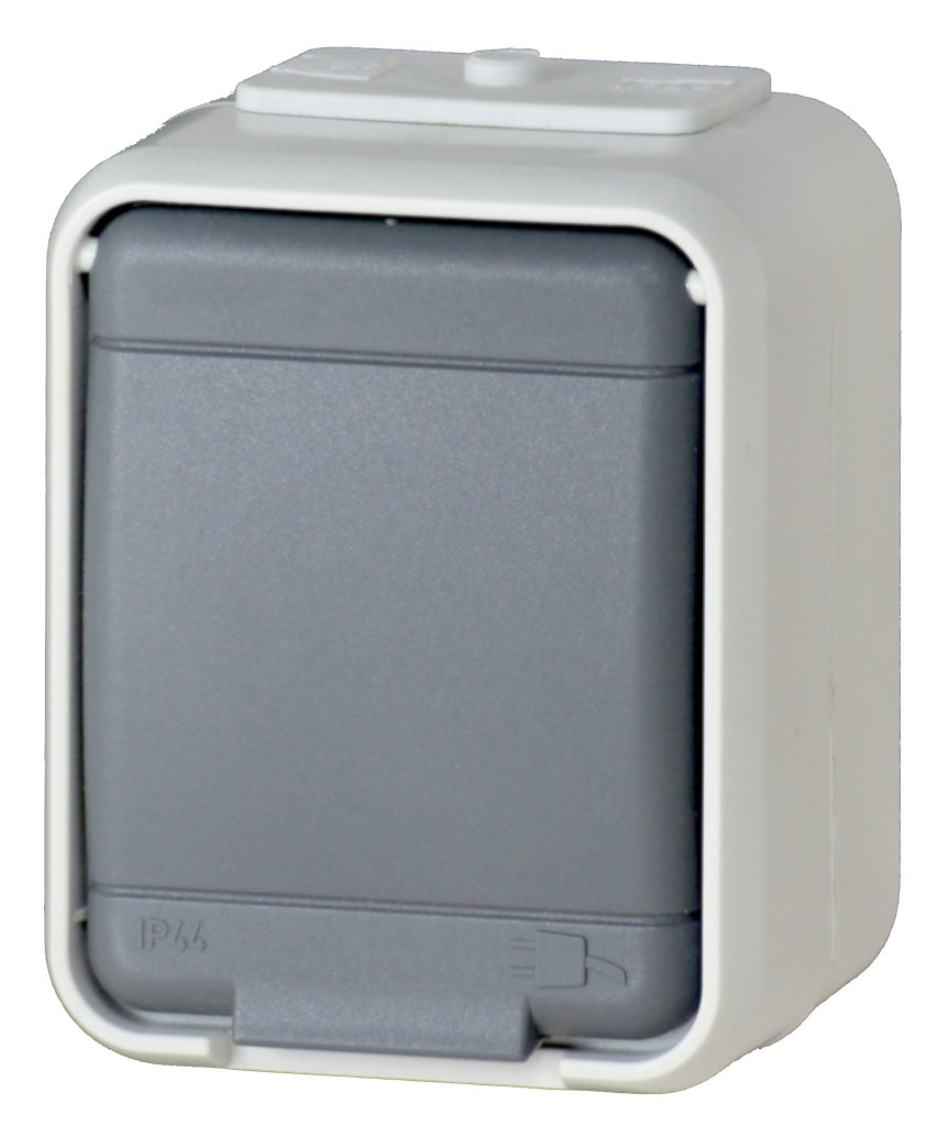 AP IP44 Steckdose, Steckklemme, basaltgrau, Aqua-Top