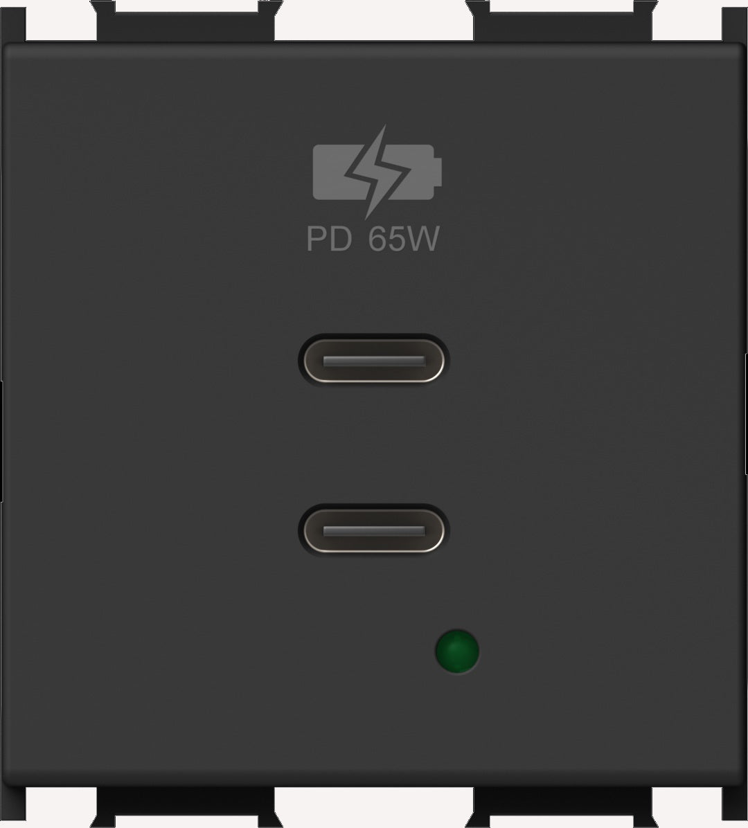 USB 2xUSB-C Ladesteckdose, PD, 65W, 5VDC, 3A, 2M, schwarz