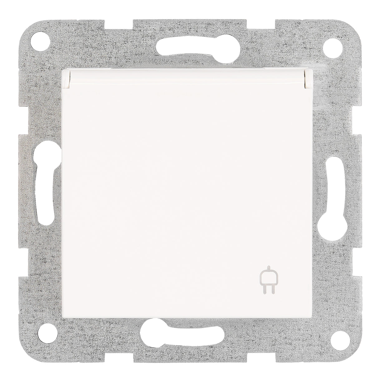 Steckdose, Klappdeckel, Schraubklemmen, weiß
