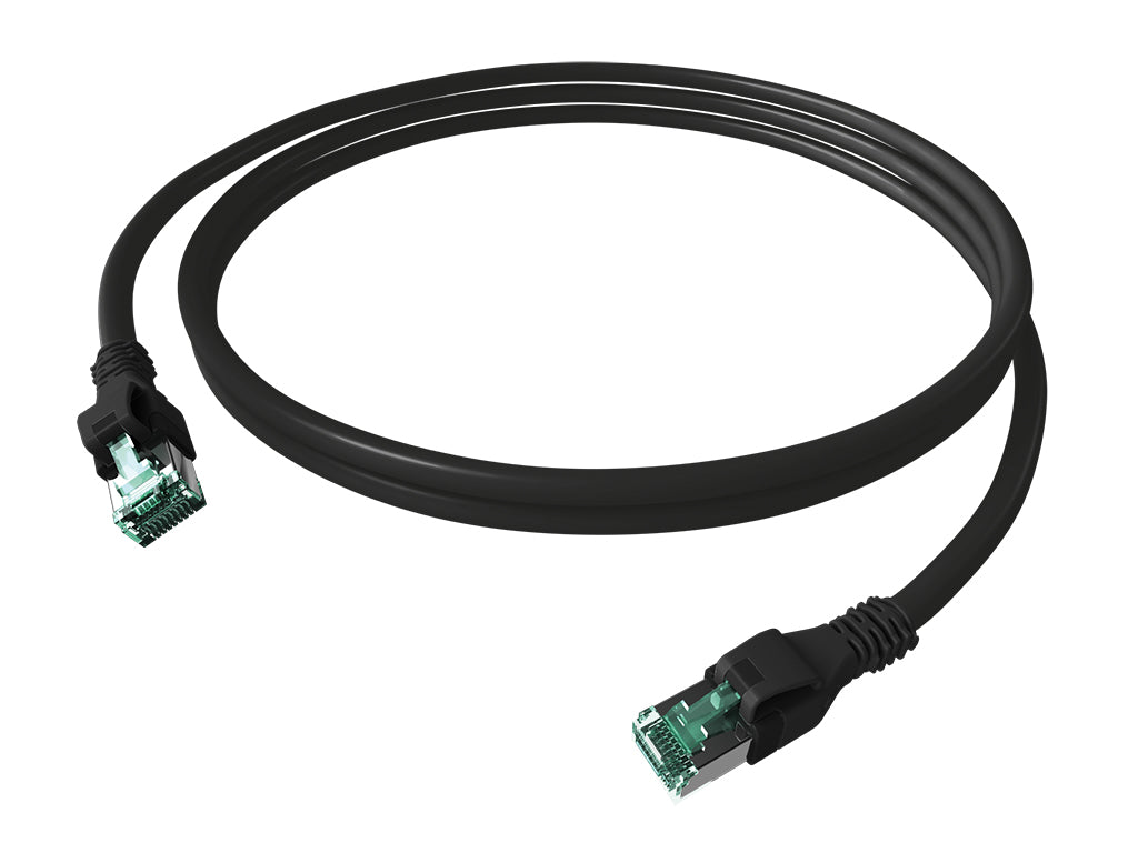 DualBoot PushPull Patchkabel, Cat.6a, geschirmt, schwarz, 1m