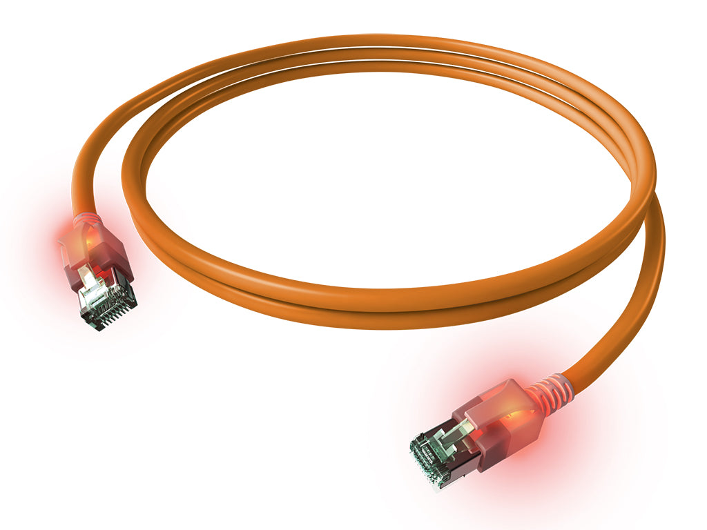 DualBoot LED Patchkabel, Cat.6a, geschirmt, orange, 2,0m