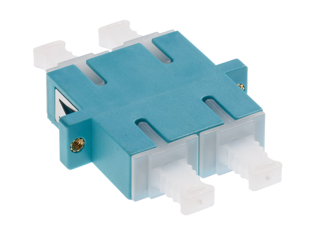LWL Kupplung SC-Duplex, Kunststoff, OM3, phBr, Flansch, aqua