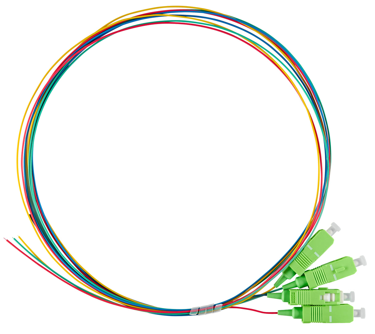 FTTH LWL Pigtail SC/APC 8°, 9/125µm OS2 G657.A2, 1,0m, 4 Stk