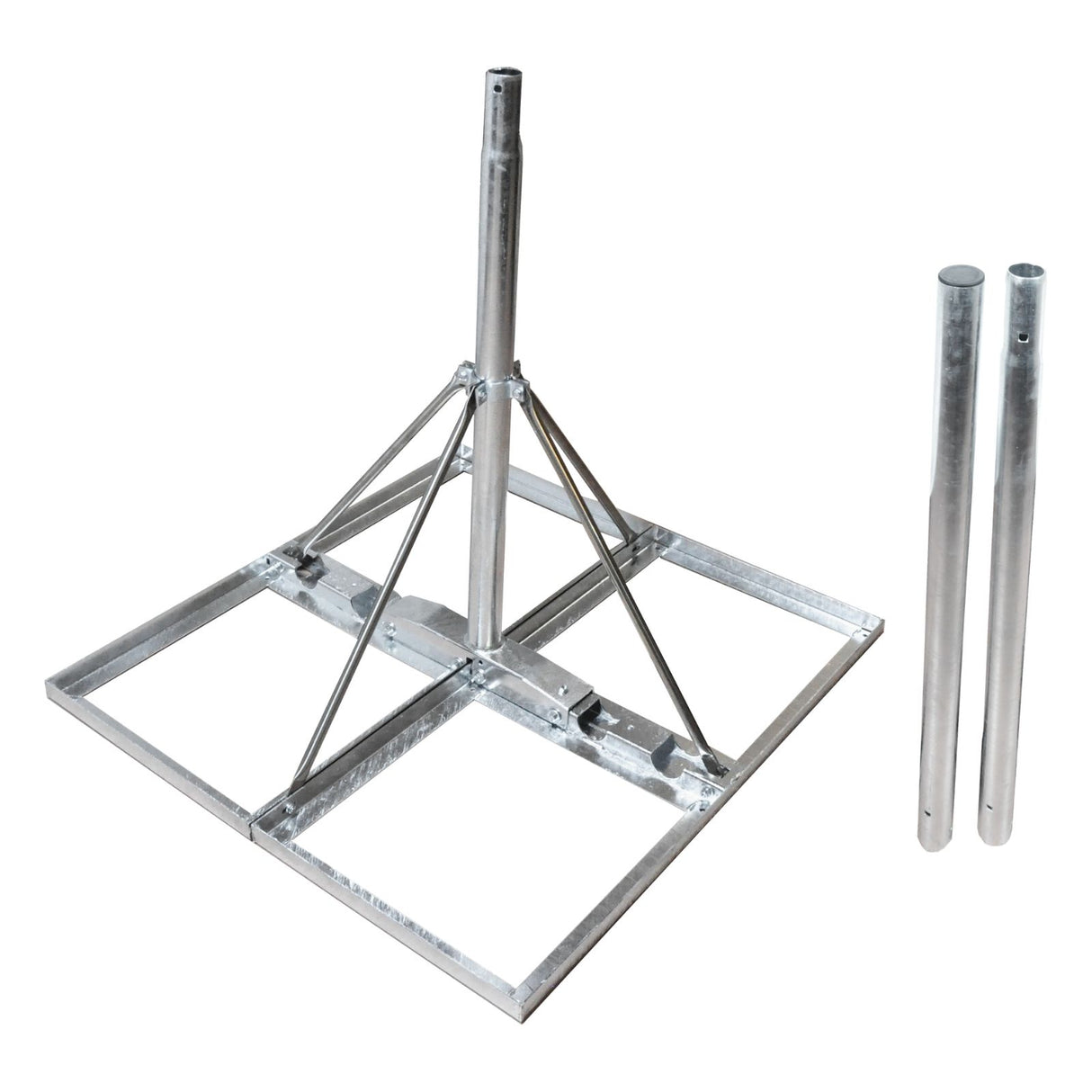 SAT Flachdach-Ständer,f. 4xBeton 50x50cm, Mast=300cm, Stahl