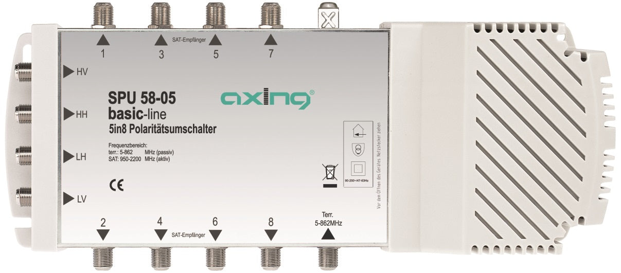 SAT Multischalter 5 in 8 für Quattro + Quad LNB,SPU 58-05