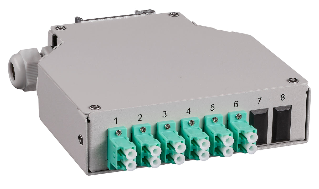 Foto: LWL Spleißbox für Hutschiene,  8 Fasern, LC 50/125µm OM3